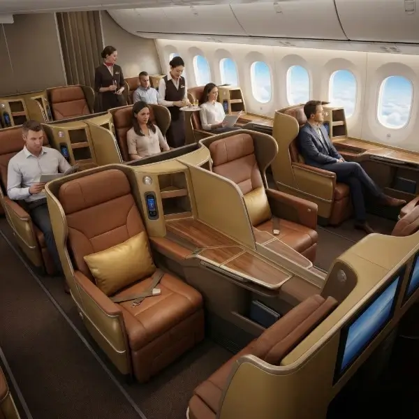 מחלקת עסקים בטיסה - אילוסטרציה של השירות והנוחות