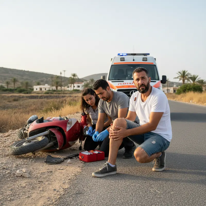 ישראלי פצוע מטופל לאחר תאונת קטנוע.