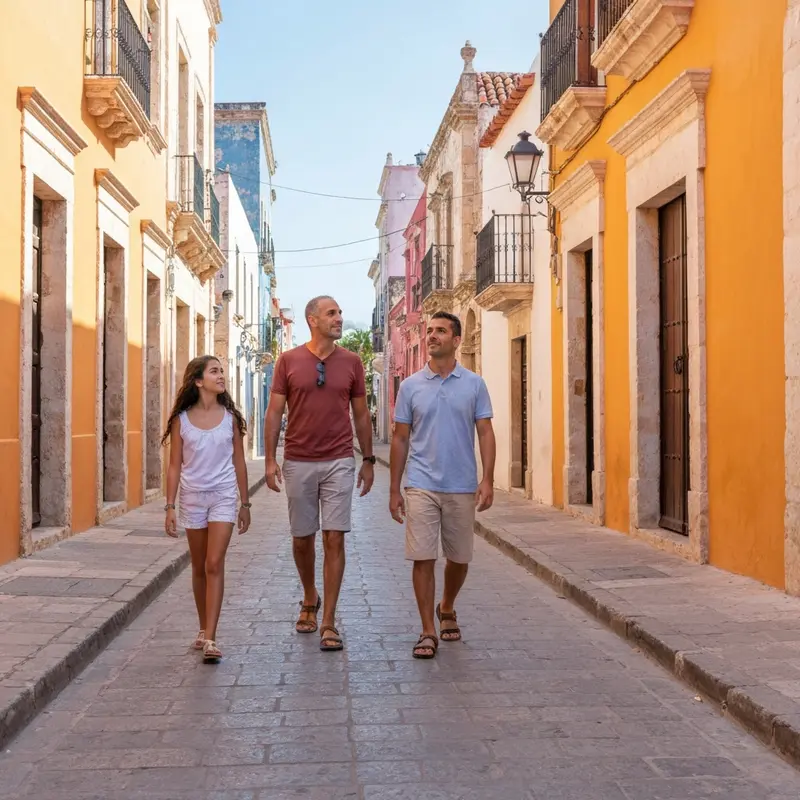 ישראלים מטיילים בעיר קולוניאלית צבעונית ביוקטן