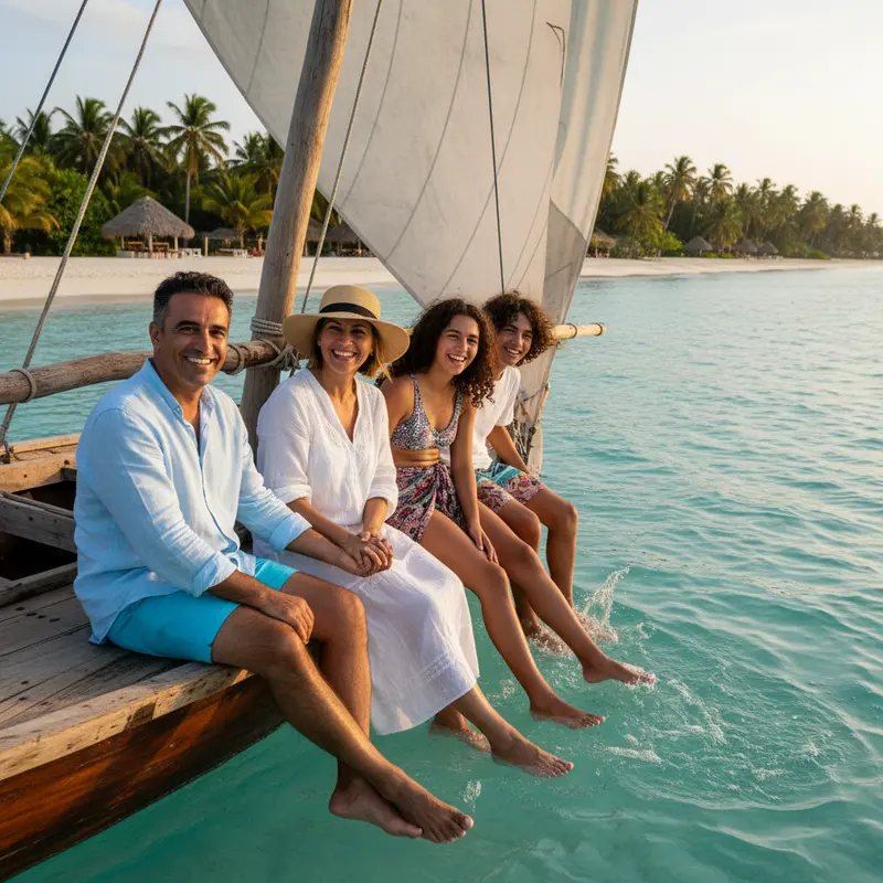 ישראלים נהנים משיט בסירה בזנזיבר.