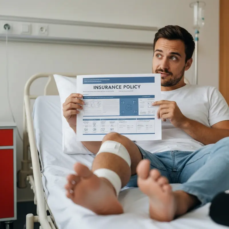 תייר עם רגל מגובסת בבית חולים בחו"ל.