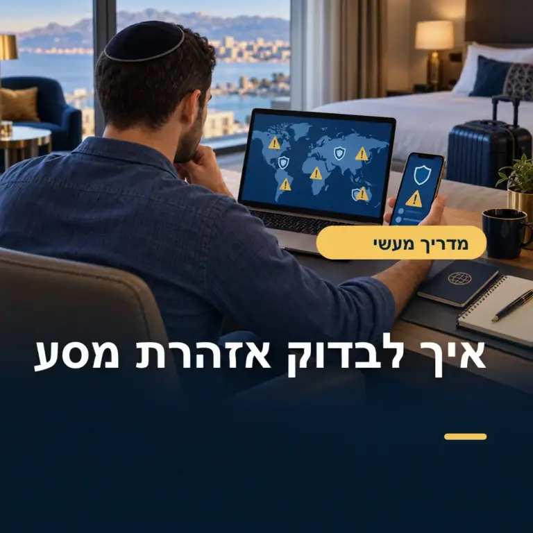 נוסע בוחן במחשב ובטלפון התראות מסע המוצגות על גבי מפה